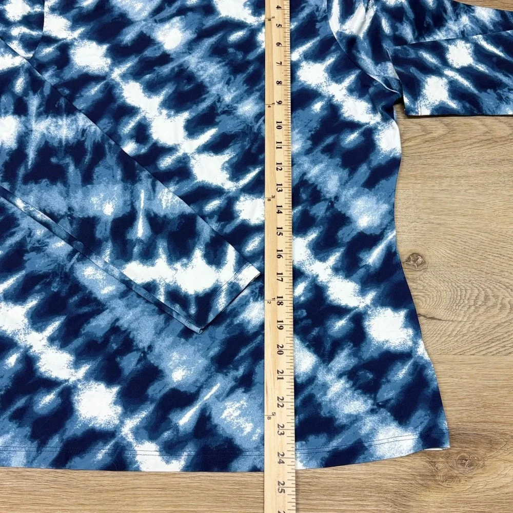 Lands' End Long Sleeve Rash Guard Swim Shirt Womens Size M 10-12 Blue Tie-Dye